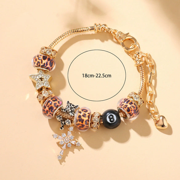 Women's Jewelry Zinc Alloy Fivepointed Star Leopard Print Handmade Electroplated Bracelet