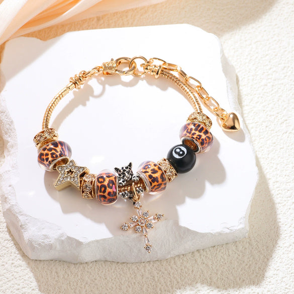 Women's Jewelry Zinc Alloy Fivepointed Star Leopard Print Handmade Electroplated Bracelet