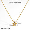 Women's 18K Gold Colored Diamond Encrusted Stainless Steel Titanium Steel Star Necklace With Pvd Furnace Vacuum Real Gold Plating And Round Snake Chain