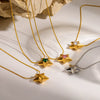Women's 18K Gold Colored Diamond Encrusted Stainless Steel Titanium Steel Star Necklace With Pvd Furnace Vacuum Real Gold Plating And Round Snake Chain