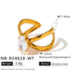Women's 18K Gold Plated Stainless Steel Adjustable Ring With Zircon Inlay And Geometric Cross Design