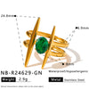 Women's 18K Gold Plated Stainless Steel Adjustable Ring With Zircon Inlay And Geometric Cross Design