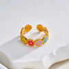 Women’s 18K Gold Plated Stainless Steel Geometric Open Ring With Oil Drip Style Electroplating Fashion Jewelry