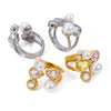 Women's 18K Gold Plated Stainless Steel Irregular Ring With White Zircon And Imitation Pearl Electroplated Opening Titanium Steel Ring