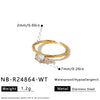 Women's 18K Gold Vacuum Plated Stainless Steel Adjustable Geometric Ring With Zircon Inlay Simple Fashion Jewelry