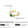 Women's 18K Gold Vacuum Plated Stainless Steel Adjustable Geometric Ring With Zircon Inlay Simple Fashion Jewelry