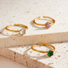 Women's 18K Gold Vacuum Plated Stainless Steel Adjustable Geometric Ring With Zircon Inlay Simple Fashion Jewelry