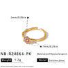 Women's 18K Gold Vacuum Plated Stainless Steel Adjustable Geometric Ring With Zircon Inlay Simple Fashion Jewelry