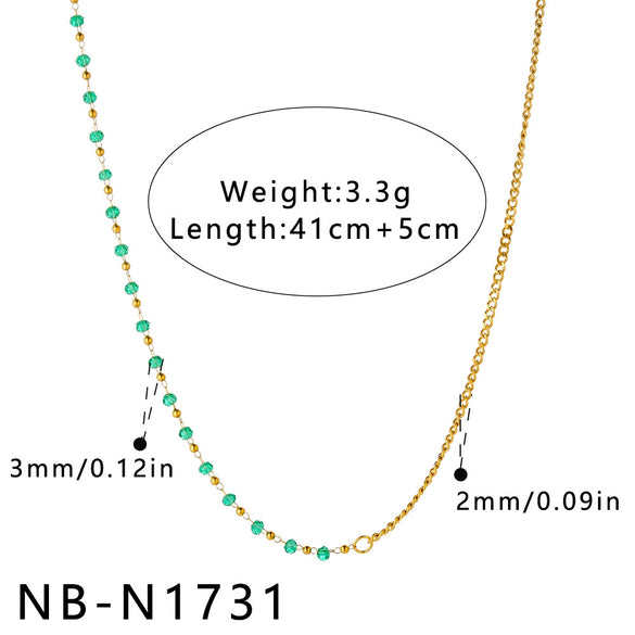 Women's 18K Gold Vacuum Plated Stainless Steel Ball Bead Necklace With Geometric Design And Regular Chain