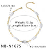 Women's 18K Vacuum Plated Stainless Steel Geometric Necklace With Regular Chain And Elegant Rhinestone Pearl Style