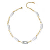 Women's 18K Vacuum Plated Stainless Steel Geometric Necklace With Regular Chain And Elegant Rhinestone Pearl Style