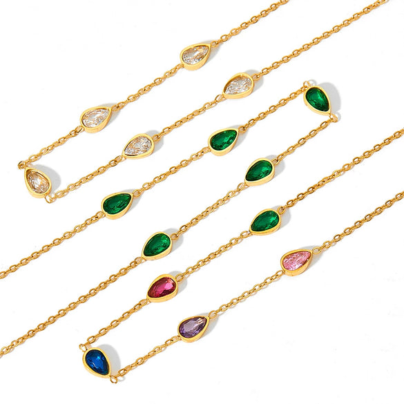 Women's Klein Blue Stainless Steel Water Drop Zircon Bracelet With Electroplating For Autumn And Winter Simple High End Sense