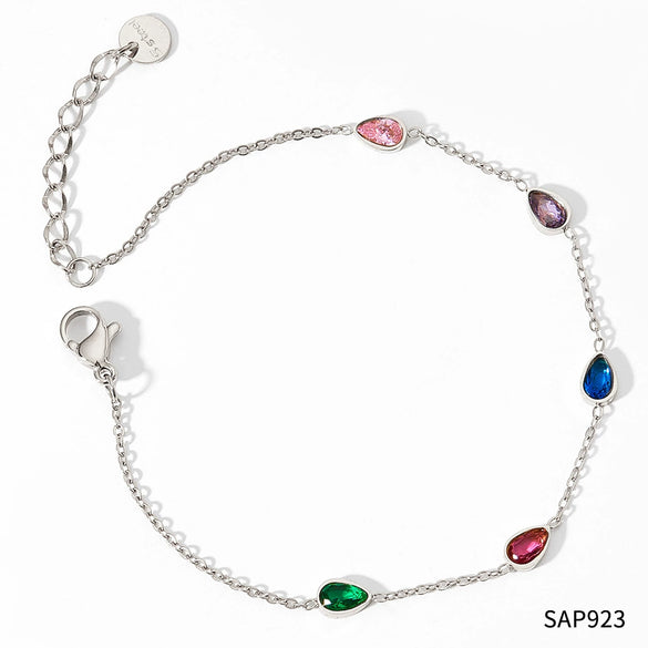 Women's Klein Blue Stainless Steel Water Drop Zircon Bracelet With Electroplating For Autumn And Winter Simple High End Sense