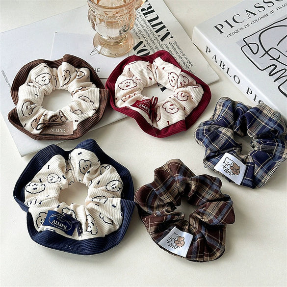 Women's Knitted Cartoon Printed Academy Style Hair Tie Headwear