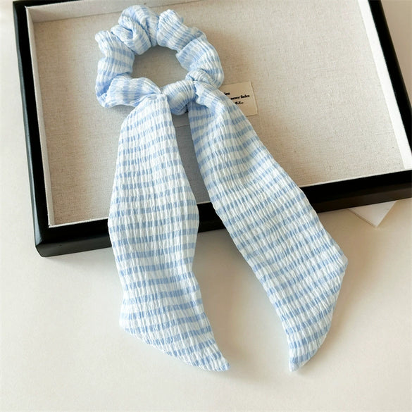 Women's Knitted Fabric Sweet Style Bow Ponytail Ribbon Hair Band With Seiko Design