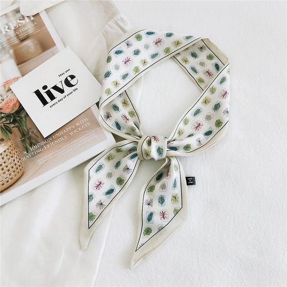 Women's Korean Style Polyester Silk Feel Narrow Long Scarf Ribbon Streamer Bag Decoration For Spring And Fall