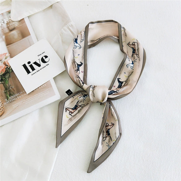 Women's Korean Style Polyester Silk Feel Narrow Long Scarf Ribbon Streamer Bag Decoration For Spring And Fall