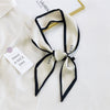 Women's Korean Style Polyester Silk Feel Narrow Long Scarf Ribbon Streamer Bag Decoration For Spring And Fall