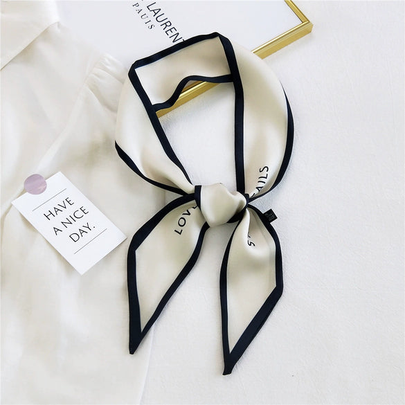Women's Korean Style Polyester Silk Feel Narrow Long Scarf Ribbon Streamer Bag Decoration For Spring And Fall