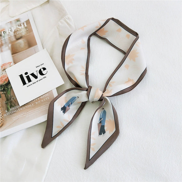 Women's Korean Style Polyester Silk Feel Narrow Long Scarf Ribbon Streamer Bag Decoration For Spring And Fall