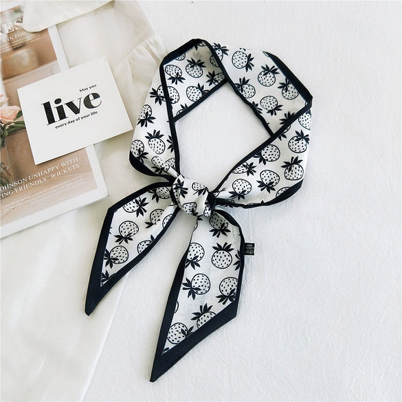 Women's Korean Style Polyester Silk Feel Narrow Long Scarf Ribbon Streamer Bag Decoration For Spring And Fall