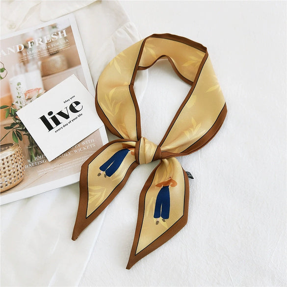 Women's Korean Style Polyester Silk Feel Narrow Long Scarf Ribbon Streamer Bag Decoration For Spring And Fall