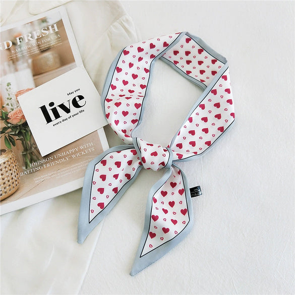 Women's Korean Style Polyester Silk Feel Narrow Long Scarf Ribbon Streamer Bag Decoration For Spring And Fall