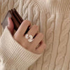 Women's Kstyle Niche Simple Stylish Asymmetrical Rotating Specialshaped S925 Sterling Silver Ring