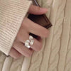 Women's Kstyle Niche Simple Stylish Asymmetrical Rotating Specialshaped S925 Sterling Silver Ring