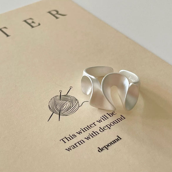 Women's Kstyle Niche Simple Stylish Asymmetrical Rotating Specialshaped S925 Sterling Silver Ring