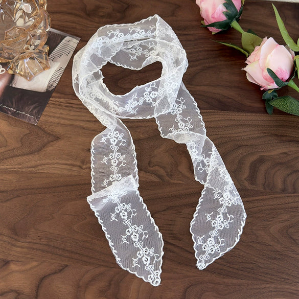 Women's Lace Silk Polyester Nylon Scarf With Plants Flowers Style