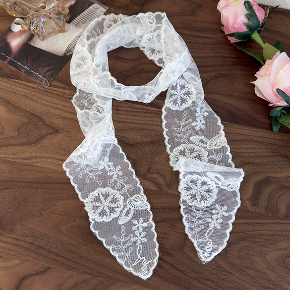 Women's Lace Silk Polyester Nylon Scarf With Plants Flowers Style