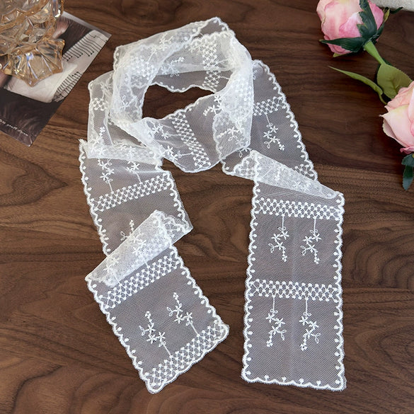 Women's Lace Silk Polyester Nylon Scarf With Plants Flowers Style