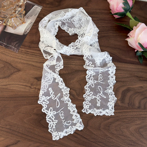 Women's Lace Silk Polyester Nylon Scarf With Plants Flowers Style