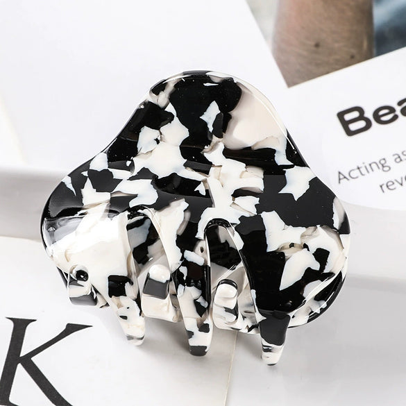 Women's Large Engraved Acrylic Hair Claw Clip Square Top Ponytail Holder Elegant Hair Accessory