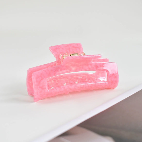 Women's Large Engraved Acrylic Hair Claw Clip Square Top Ponytail Holder Elegant Hair Accessory