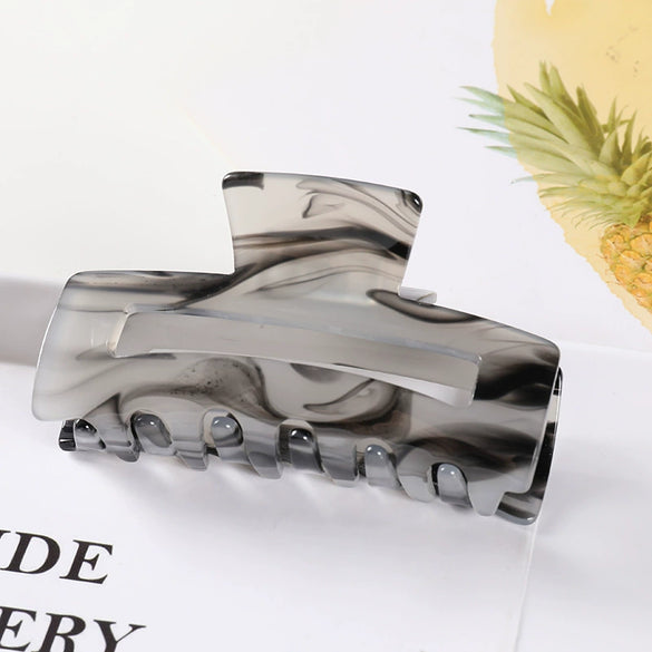 Women's Large Engraved Acrylic Hair Claw Clip Square Top Ponytail Holder Elegant Hair Accessory