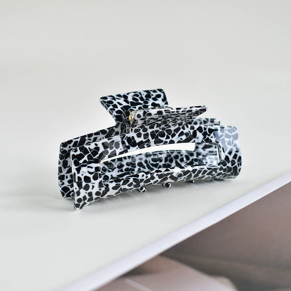 Women's Large Engraved Acrylic Hair Claw Clip Square Top Ponytail Holder Elegant Hair Accessory