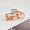 Women's Large Engraved Acrylic Hair Claw Clip Square Top Ponytail Holder Elegant Hair Accessory