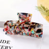 Women's Large Engraved Acrylic Hair Claw Clip Square Top Ponytail Holder Elegant Hair Accessory