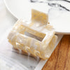 Women's Large Engraved Acrylic Hair Claw Clip Square Top Ponytail Holder Elegant Hair Accessory