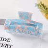 Women's Large Engraved Acrylic Hair Claw Clip Square Top Ponytail Holder Elegant Hair Accessory