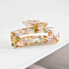 Women's Large Engraved Acrylic Hair Claw Clip Square Top Ponytail Holder Elegant Hair Accessory