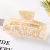 Women's Large Engraved Acrylic Hair Claw Clip Square Top Ponytail Holder Elegant Hair Accessory