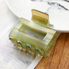 Women's Large Engraved Acrylic Hair Claw Clip Square Top Ponytail Holder Elegant Hair Accessory
