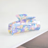 Women's Large Engraved Acrylic Hair Claw Clip Square Top Ponytail Holder Elegant Hair Accessory