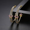 Women's Large Flower Statement Earrings With Zircon Crystal Copper Electroplated Geometric Jewelry