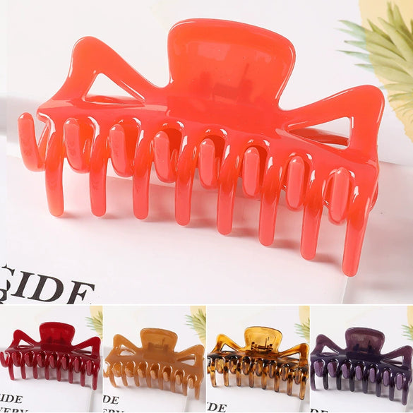 Women's Large Geometric Resin Hair Claw Clip With Hollow Design And Painted Finish For Ponytail Updos