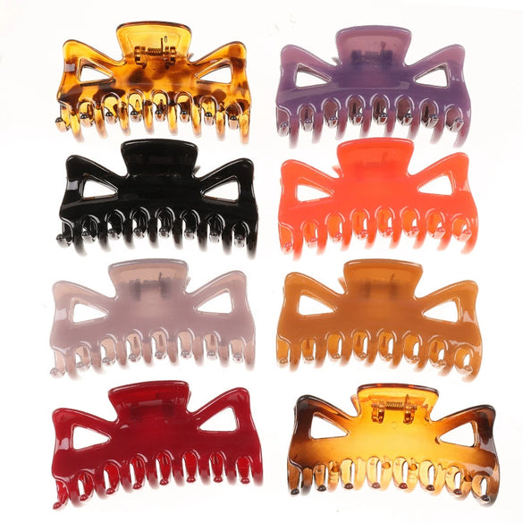 Women's Large Geometric Resin Hair Claw Clip With Hollow Design And Painted Finish For Ponytail Updos