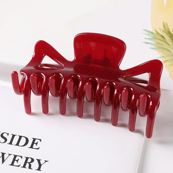 Women's Large Geometric Resin Hair Claw Clip With Hollow Design And Painted Finish For Ponytail Updos